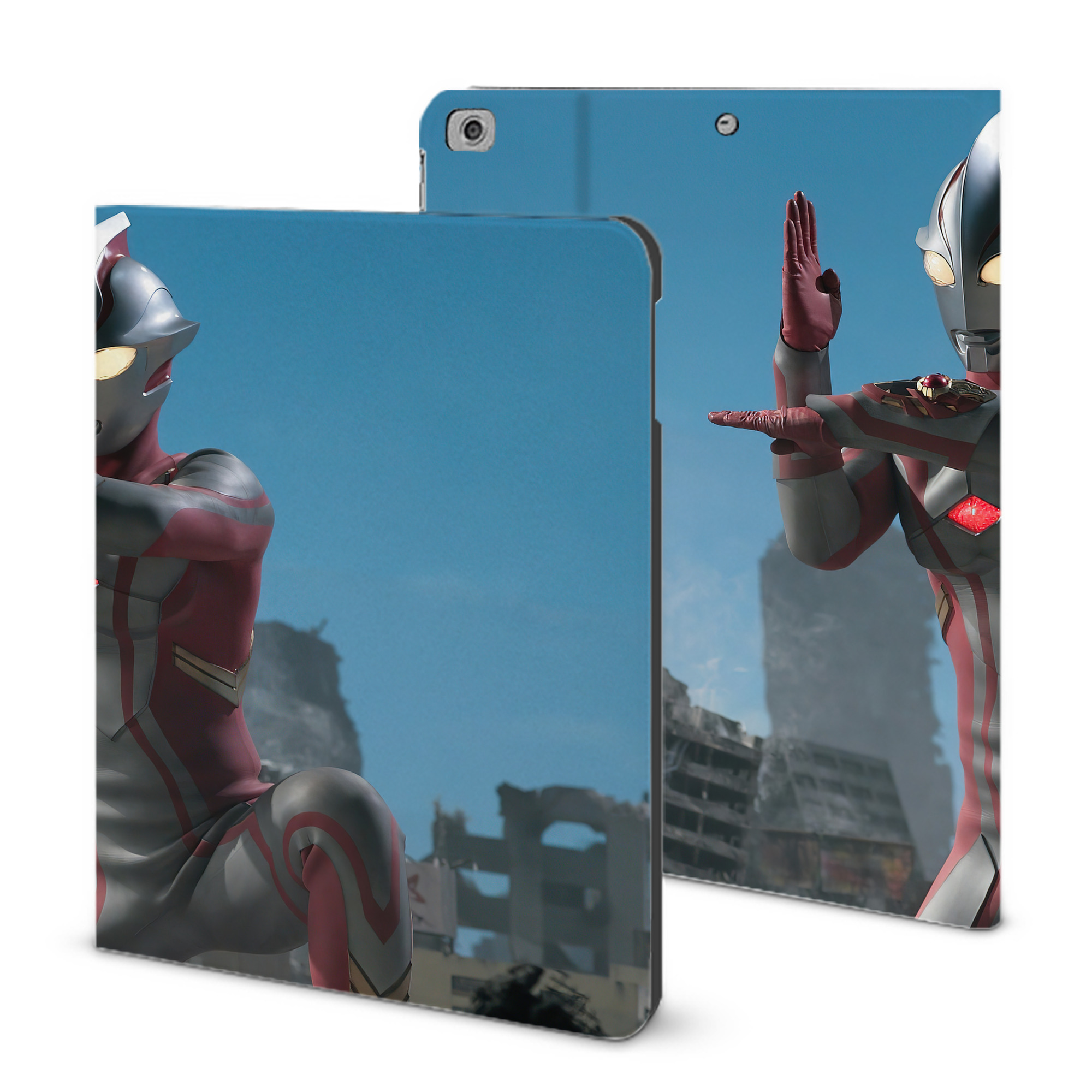 （画像用） ウルトラマン Ultraman IPad ケース ブック型 PUレザー TPU 耐衝撃 軽量 薄型 ペン収納なし 全面保護 IPad 各モデル対応